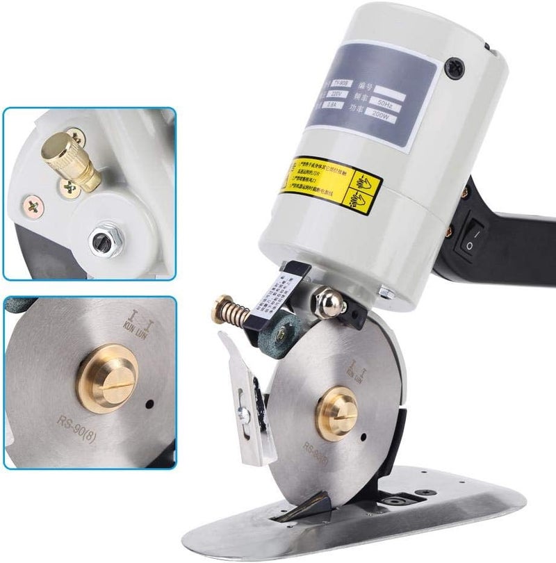 woobles Electric Cloth Cutter, 90mm Blade Electric Cloth Cutter Fabric Cutting Machine for Clothing, Leather Goods, Textiles, Rubber Products (1#) - Image 4